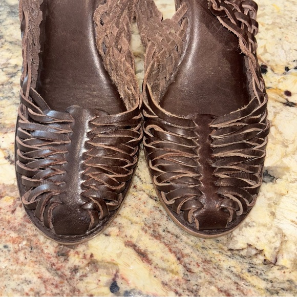 Michael Kors Brown Woven Leather Wedge Sandals - Picture 9 of 9